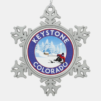 Skiing Keystone Colorado Mountains Ski Tin Sneeuwvlok Ornament