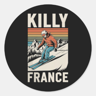 Skiing Killy France Ronde Sticker