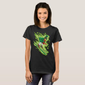 Skiing Leprechaun Irish Sports Ski Snow Mountain T-shirt (Voorkant volledig)