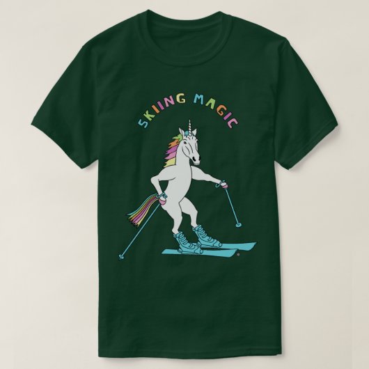 Skiing Magic Unicorn Overzicht T-shirt (Design voorkant)