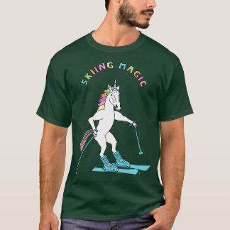 Skiing Magic Unicorn Overzicht T-shirt