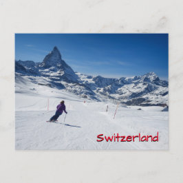 Skiing met Mt. Matterhorn in Zermatt, Zwitserland Briefkaart