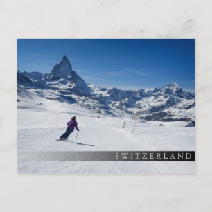Skiing met Mt. Matterhorn in Zermatt, Zwitserland Briefkaart