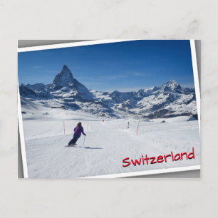 Skiing met Mt. Matterhorn in Zermatt, Zwitserland Briefkaart