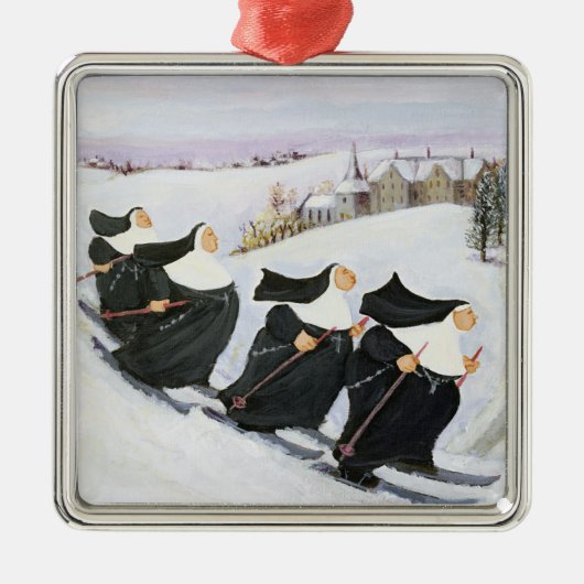 Skiing Metalen Ornament (Voorkant)