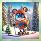 Skiing Mouse Window Cling Raamsticker (Vel 3)