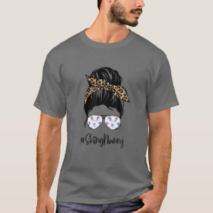 Skiing Nanny Messy Hair Bun Leopard Women's T-shirt