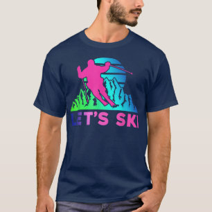 Skiing Party Artsy Waterverf Winter Sneeuwsport T-shirt