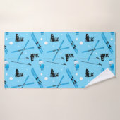 Skiing Pattern Blue Ski Equipment (Serviette de bain)