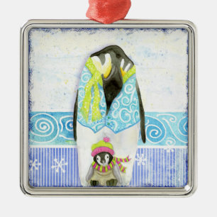 Skiing Penguin Familie Kerst Ornament