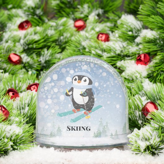 Skiing Penguin Sport Design Snow Globe (Noël)