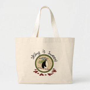 Skiing Penguin Vakantie T-shirts en geschenken Grote Tote Bag