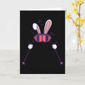 Skiing Rabbit Ski Poles Ski Goggles Easter Bunny  Kaart (Gele Bloem)