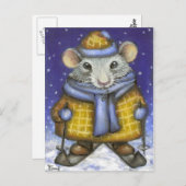 Skiing Rat Briefkaart (Voorkant / Achterkant)