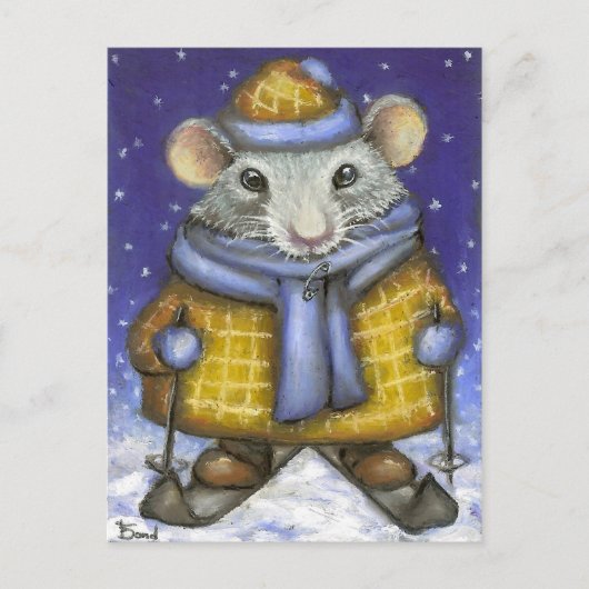 Skiing Rat Briefkaart (Voorkant)