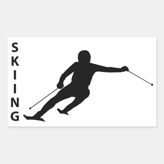 Skiing Rechthoekige Sticker (Voorkant)