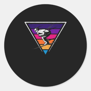 Skiing Retro  jaren 80 Ski Funny Ronde Sticker