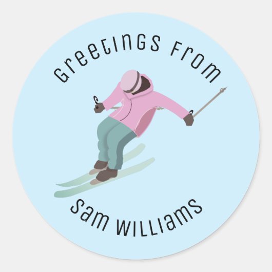Skiing Ronde Sticker (Voorkant)