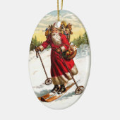 Skiing Santa Claus Keramisch Ornament (Links)