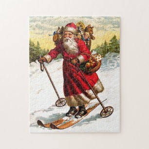 Skiing Santa Claus Legpuzzel