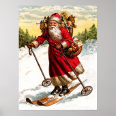 Skiing Santa Claus Poster (Voorkant)