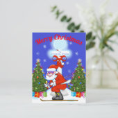 Skiing Santa kerstBriefkaart Feestdagenkaart (Staand voorkant)