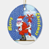 Skiing Santa Kerstkerstversiering Keramisch Ornament (Links)