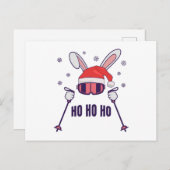 Skiing Santa Rabbit with Santa Hat and ski poles S Briefkaart (Voorkant / Achterkant)