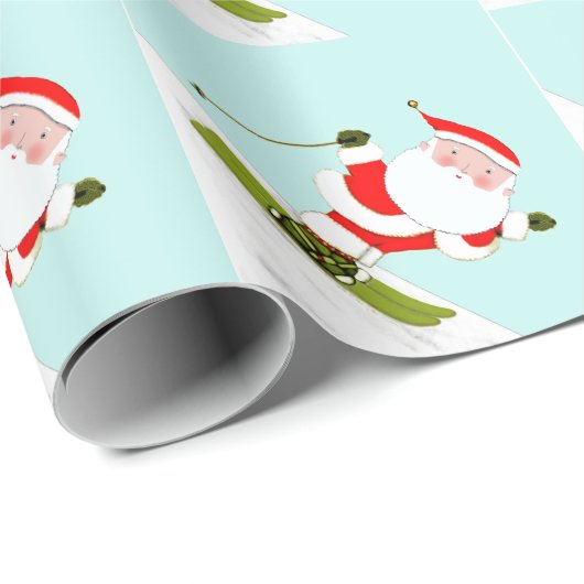 Skiing Santa Skier Gift Cadeaupapier (Rol Hoek)
