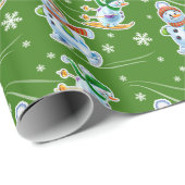 Skiing Sking sneeuwmatte groen Cadeaupapier (Rol Hoek)