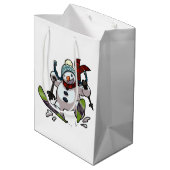 Skiing Snowman in Wooly Pet Cartoon Medium Cadeauzakje (Achterkant Gekanteld)