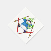 Skiing Snowman - Papier Napkins Servetten (Hoek)