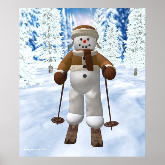 Skiing  Snowman Poster (Voorkant)