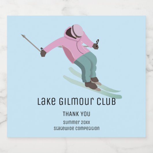 Skiing Sparkling Wijnetiket (Enkel label)