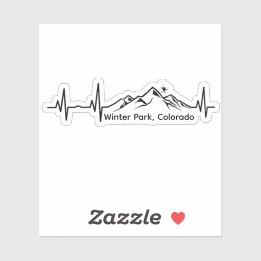 Skiing Winter Park Heartbeat Sticker (Vel)