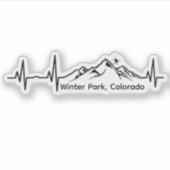 Skiing Winter Park Heartbeat Sticker (Voorkant)