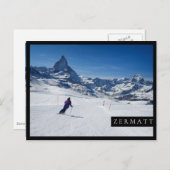 Skiing with Mt Matterhorn in Zermatt, Zwitserland Briefkaart (Voorkant / Achterkant)