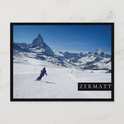 Skiing with Mt Matterhorn in Zermatt, Zwitserland Briefkaart (Voorkant)