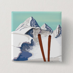 Skiingbergen Vierkante Button 5,1 Cm