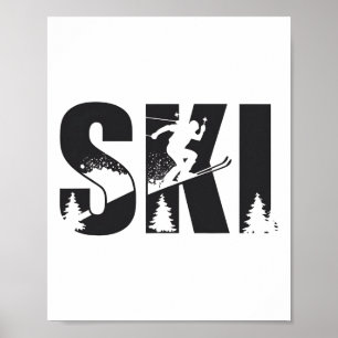 Skiliefhebbers van wintersport die met de bergen s poster