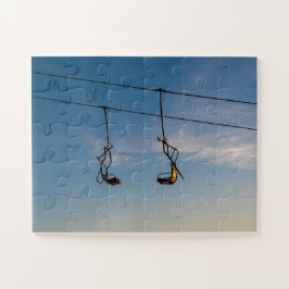 Skilift bij zonsondergang legpuzzel