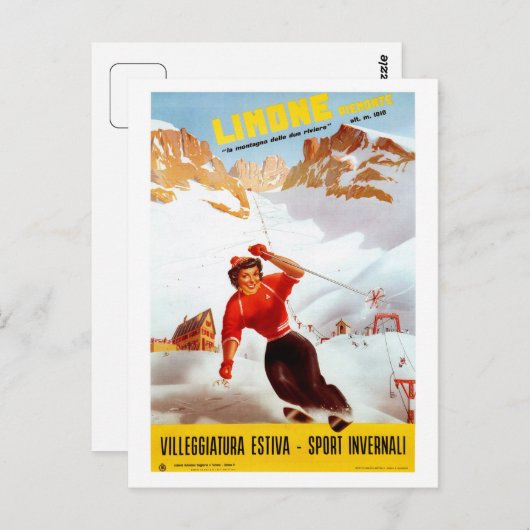 skilimone Piemonte Italiaanse reisposter Briefkaart (Voorkant / Achterkant)