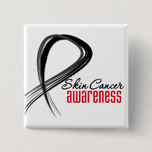 Skin Cancer Awareness Grunge Ribbon Vierkante Button 5,1 Cm