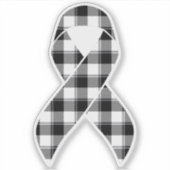 Skin Cancer Awareness Plaid Black Ribbon Sticker (Devant)