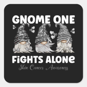 Skin Cancer Black Ribbon Gnome Dwarf Vierkante Sticker