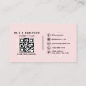 Skincare Esthetician QR Code Blush Pink Visitekaartje (Achterkant)