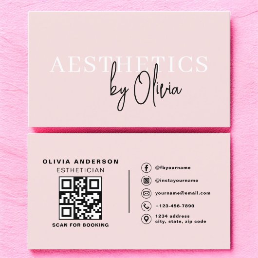Skincare Esthetician QR Code Blush Pink Visitekaartje