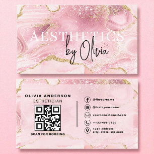 Skincare Esthetician QR Code Roze Agaat Mable Visitekaartje