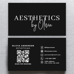 Skincare Esthetician QR Code Zwart Wit Visitekaartje