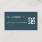 Skincare Nurse Modern Blue Feather QR-code Visitekaartje (Achterkant)